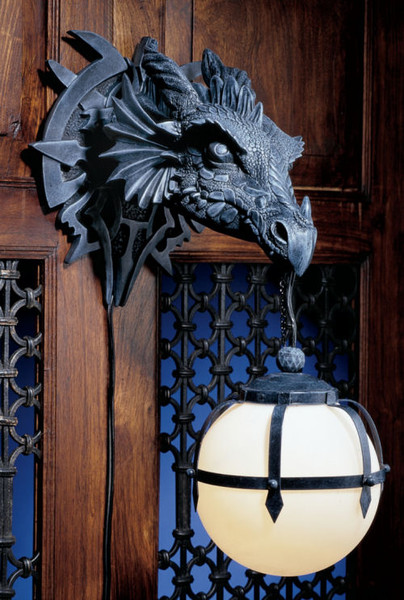 Castle Dragon Electric Sconce Lamp Creature Lighting Beast Orb Glass